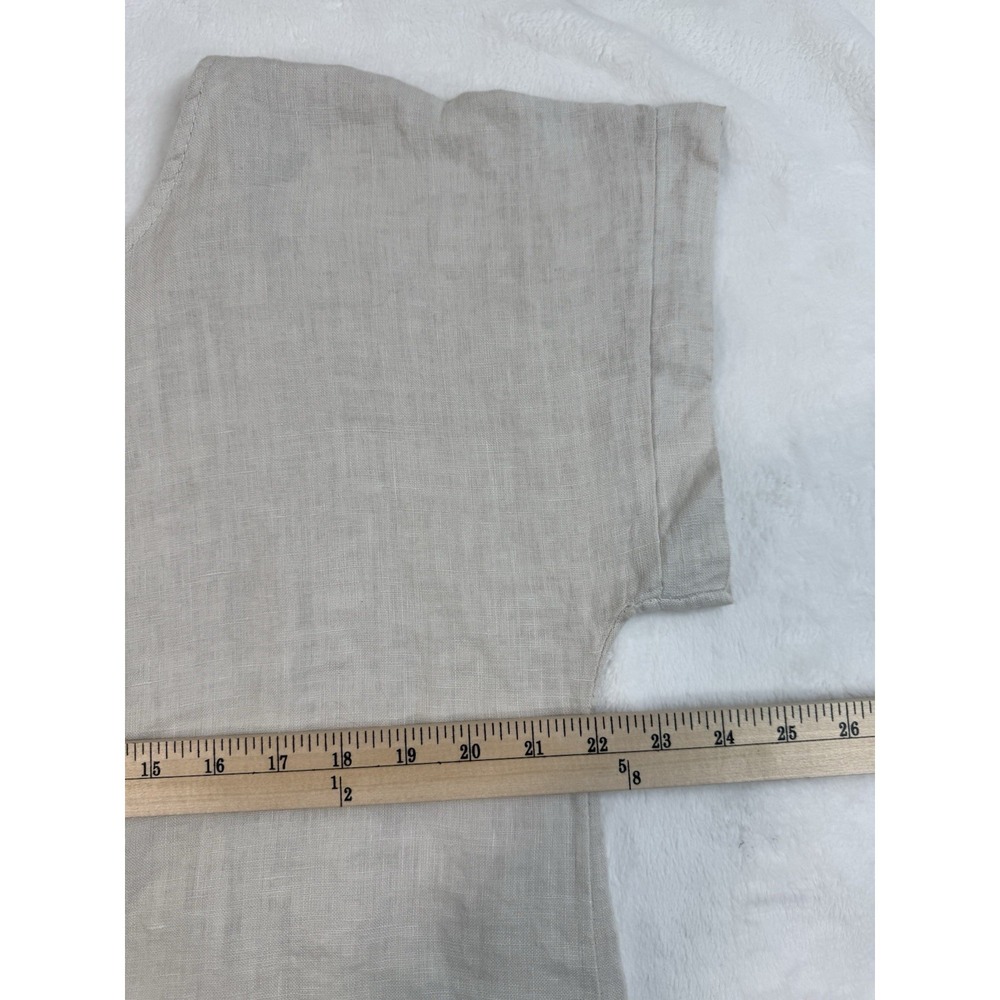 Terzo Millennio Made In Italy Tan 100% Linen Lagenlook Tunic Top Women Size L - Picture 6 of 9